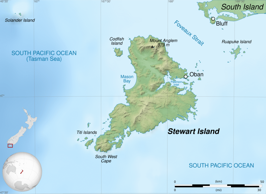 Update Week Beginning 6 October 2025 stewart island map en.svg